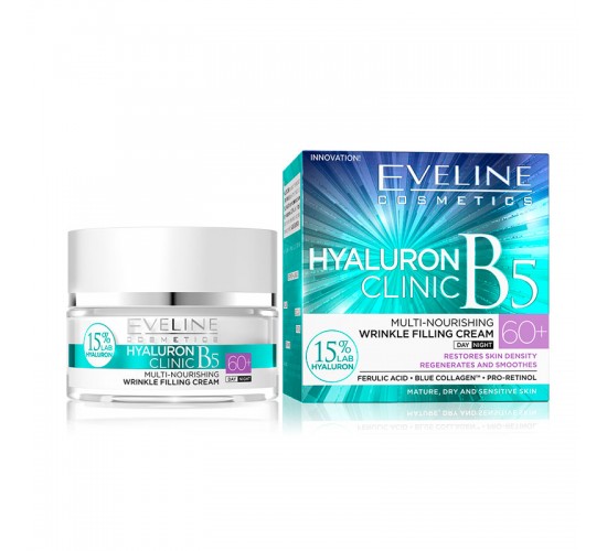 Eveline Crema Facial Dia y Noche SPF 60 Multinutritiva Hyaluronic B5 50ml