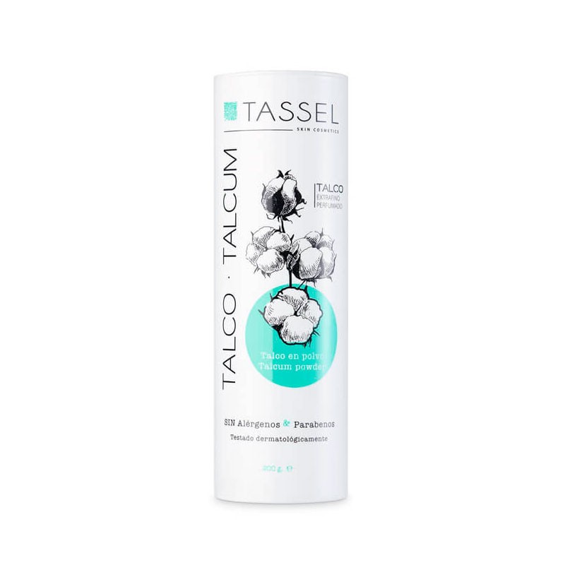 talco, perfumado. tassel, suavidad