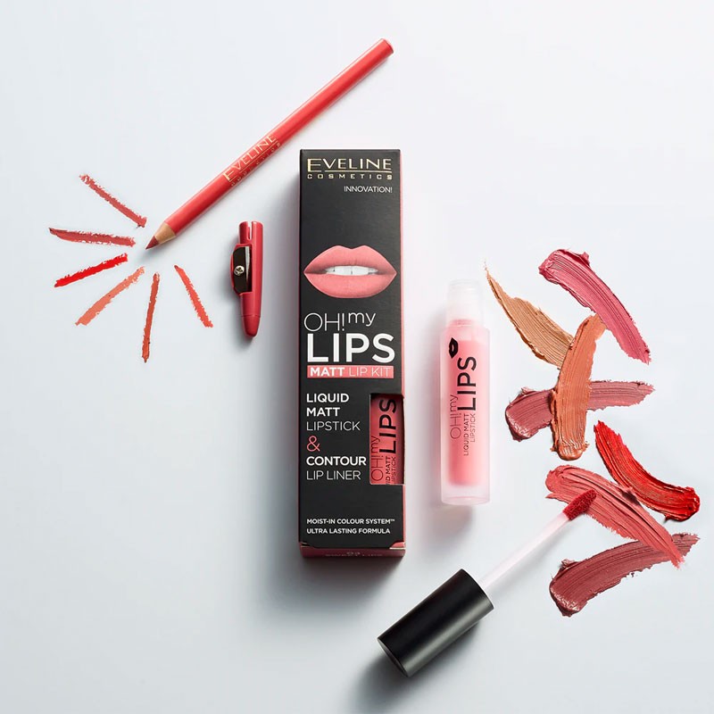 Kit Labios Eveline Oh My Lips Pintalabios Mate + Lápiz Nº16