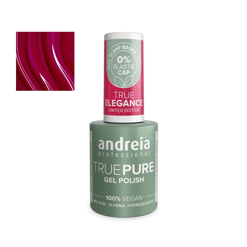 esmalte semipermanente vegano andreia true pure sin hema te5 frambuesa centelleante