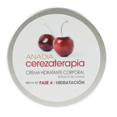 ANADIA CREMA HIDRATANTE CORPORAL CEREZATERAPIA 500ML. Suave, ligera y de fácil absorción. Está indicada para todo tipo de pieles. Hidrata, refresca y tonifica instantáneamente aportando elasticidad. Con un agradable aroma a cereza.